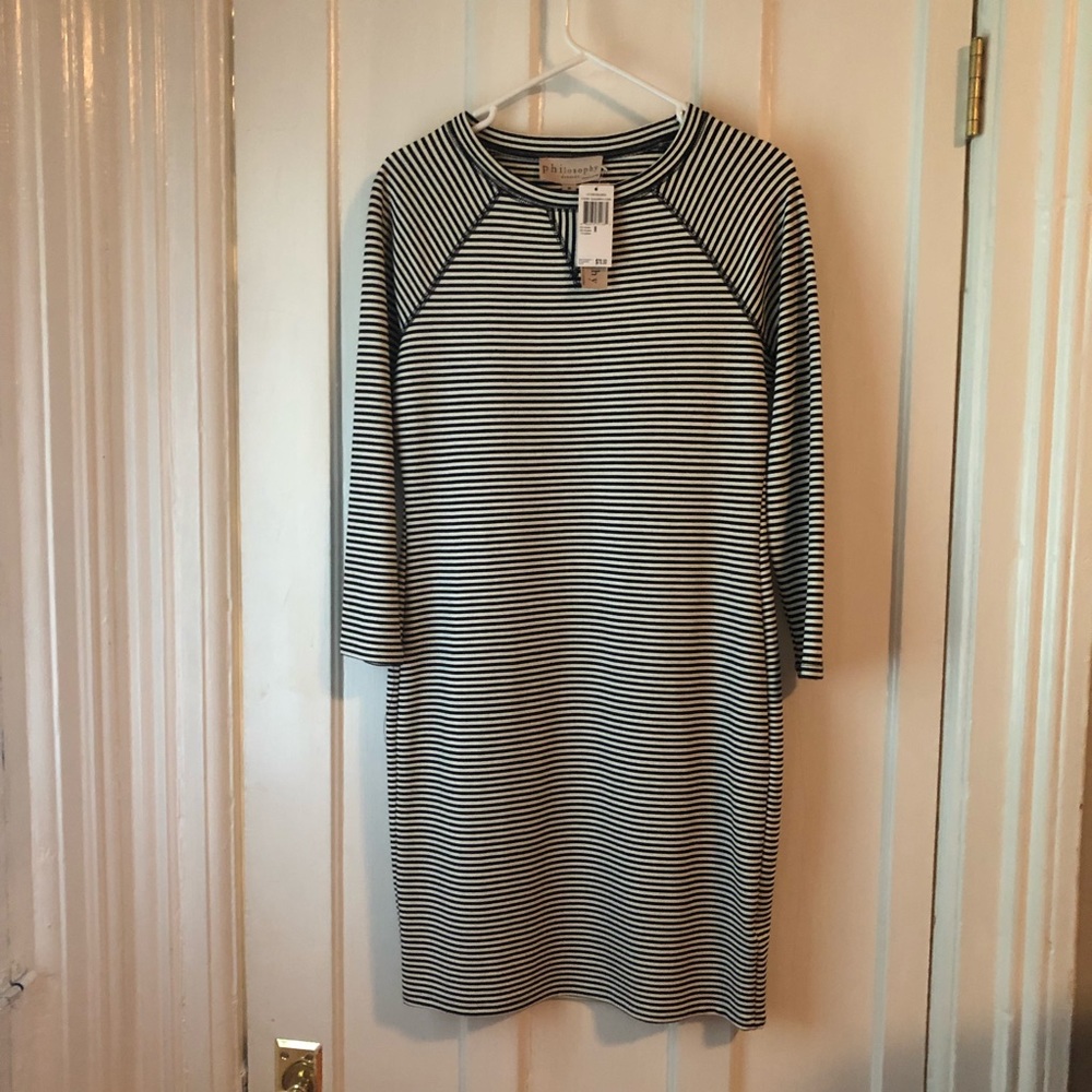 Black and white striped dress